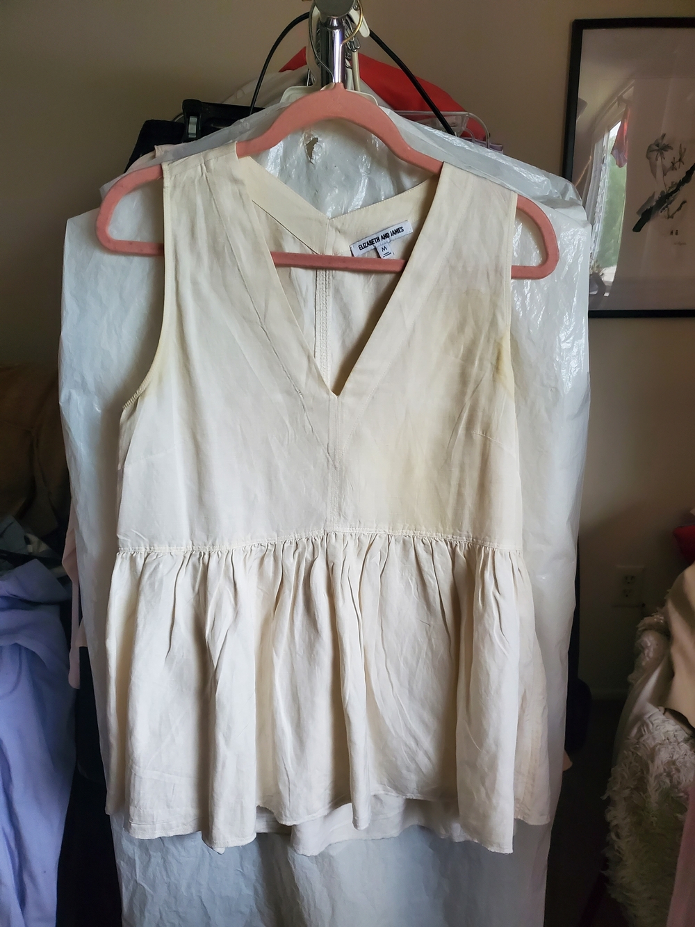 Elizabeth and James Gabby V-Neck Silk-linen Blend Peplum Tunic